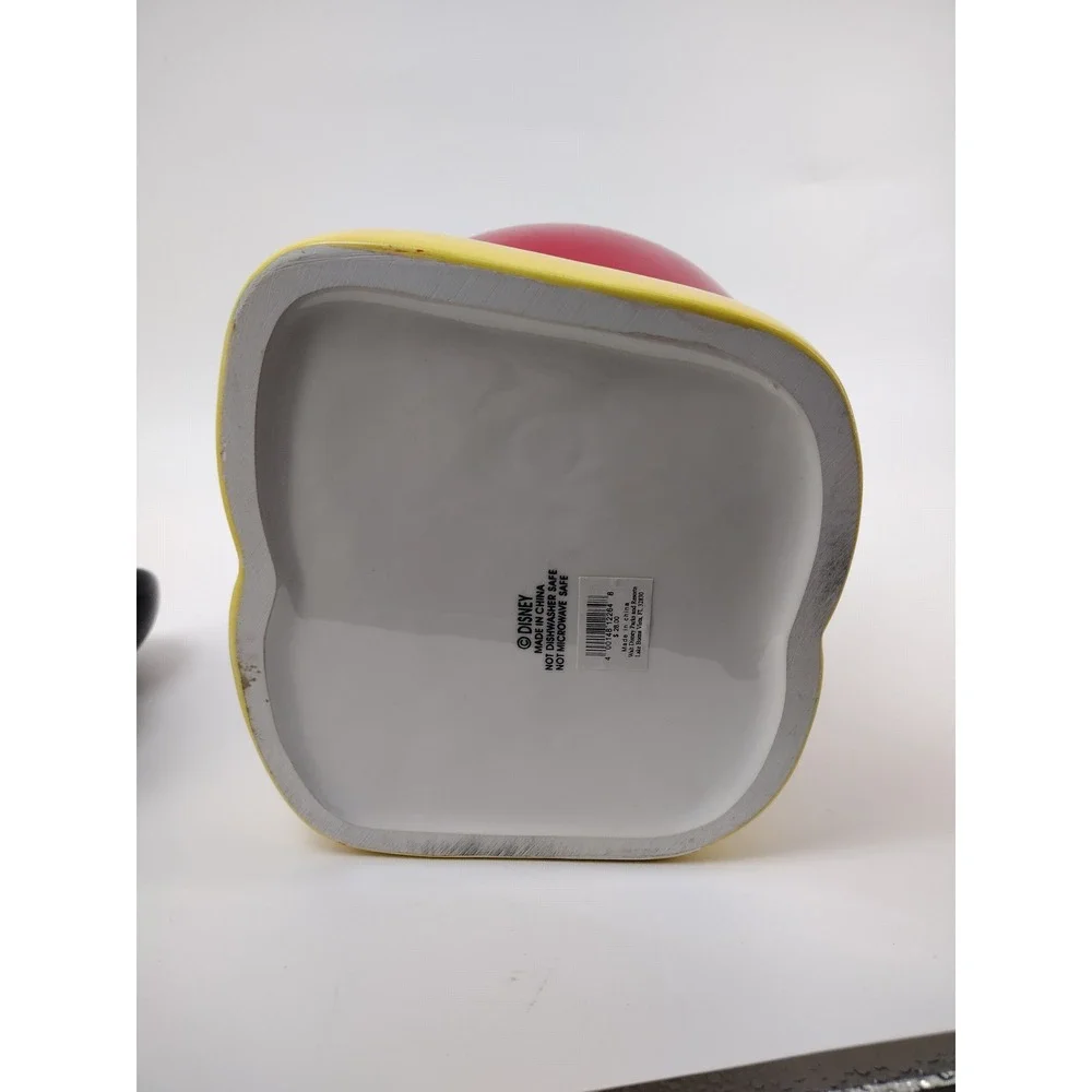 Disney Parks Mickey Mouse Ceramic Cookie Jar Red Yellow Black Ears 11.5 Inch